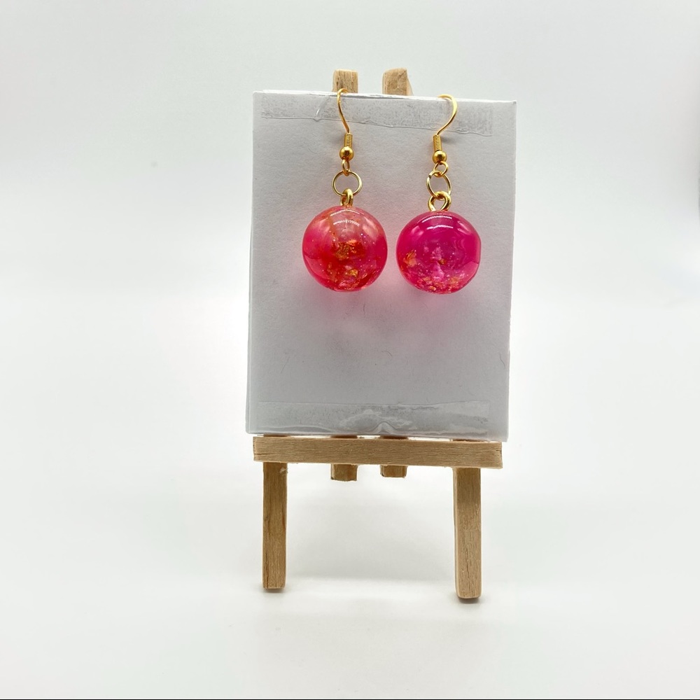Handmade Pink & Gold Earrings
